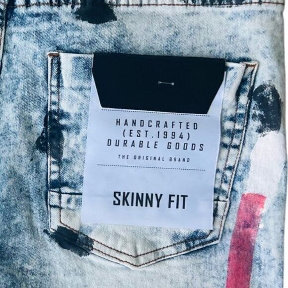 Encrypted Barbados Distressed Skinny Fit Ice Wash Paint Jeans E824583-IW Youth 2 - Picture 9 of 13